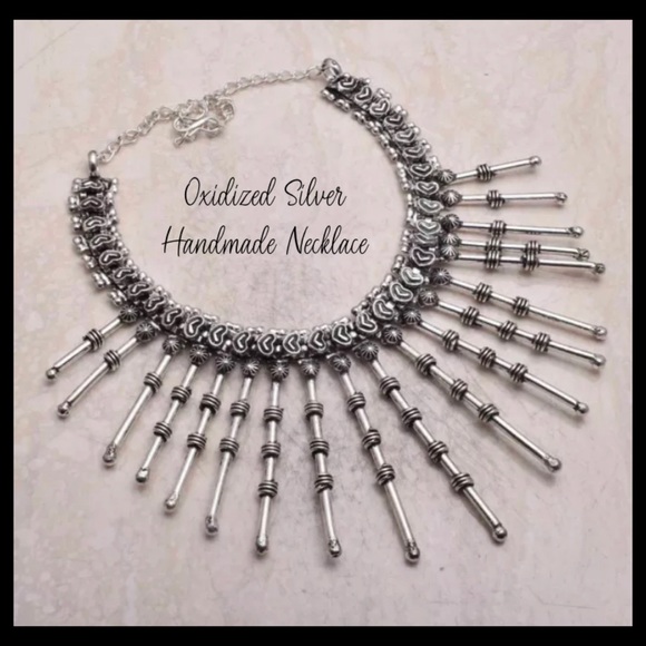 Sweet Multi Spike Draping Handmade Choker Necklace - Picture 2 of 4